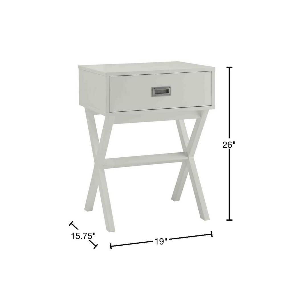Landon Modern White Wood End Table with Concealed Drawer