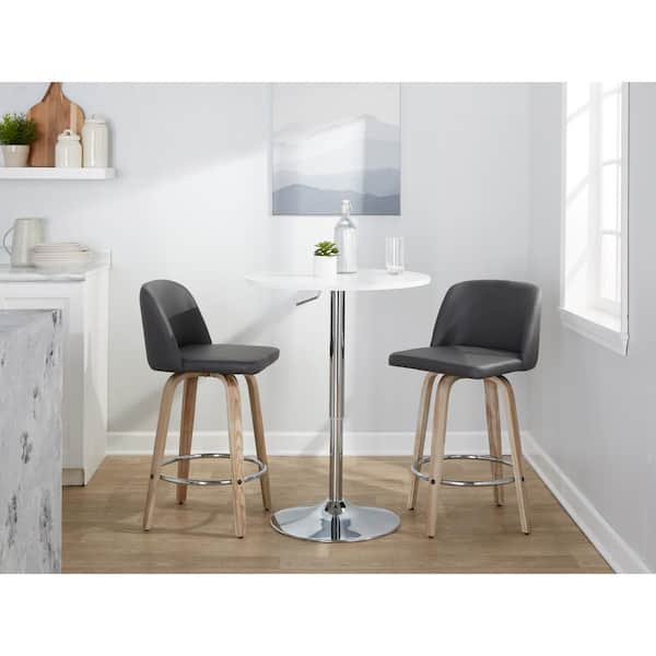 Lumisource Avignon 25 in. Dark Gray Metal Swivel Counter Height Chair with Red Faux Leather Seat (Set of 2)