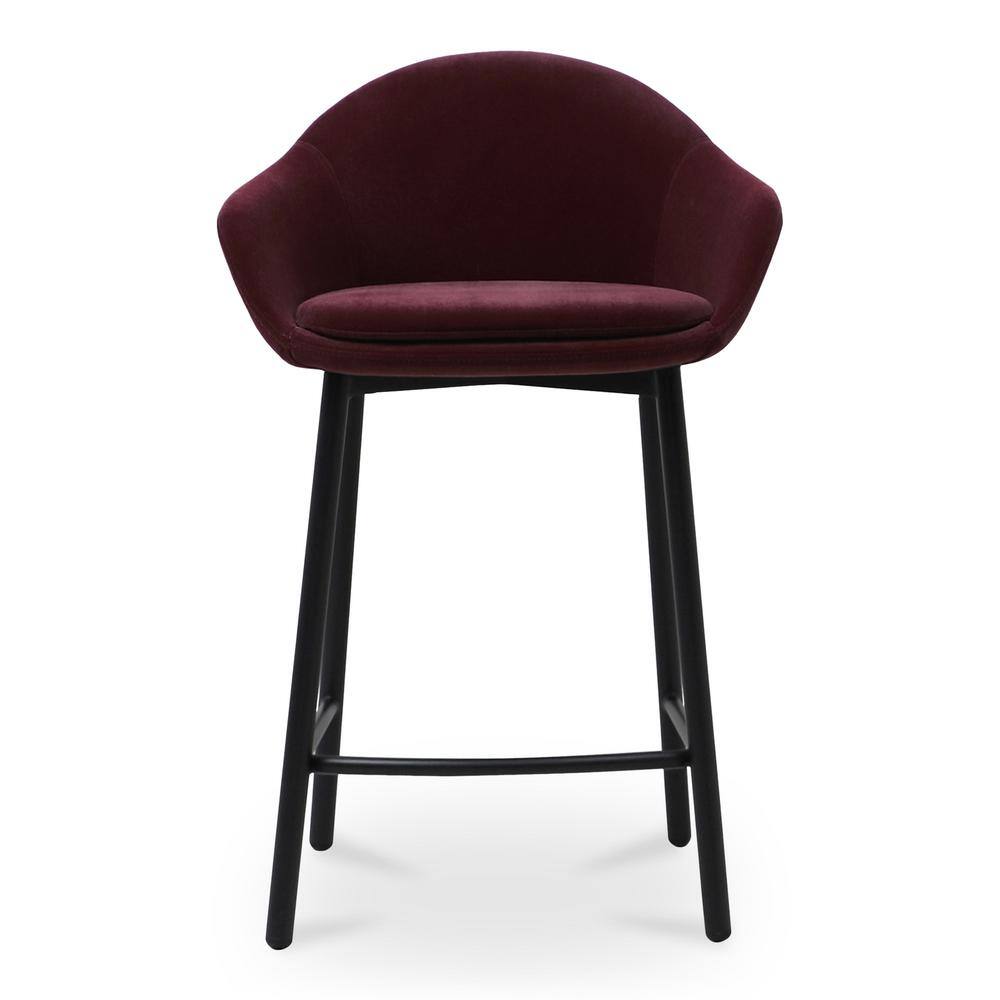 Bradly 26'' Wine Velvet Upholstered Metal Counter Stool