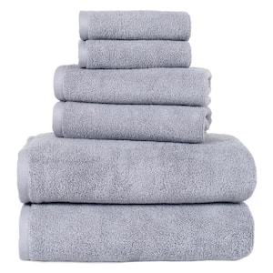 6-Piece Solid Silver 100% Cotton Bath Towel Set