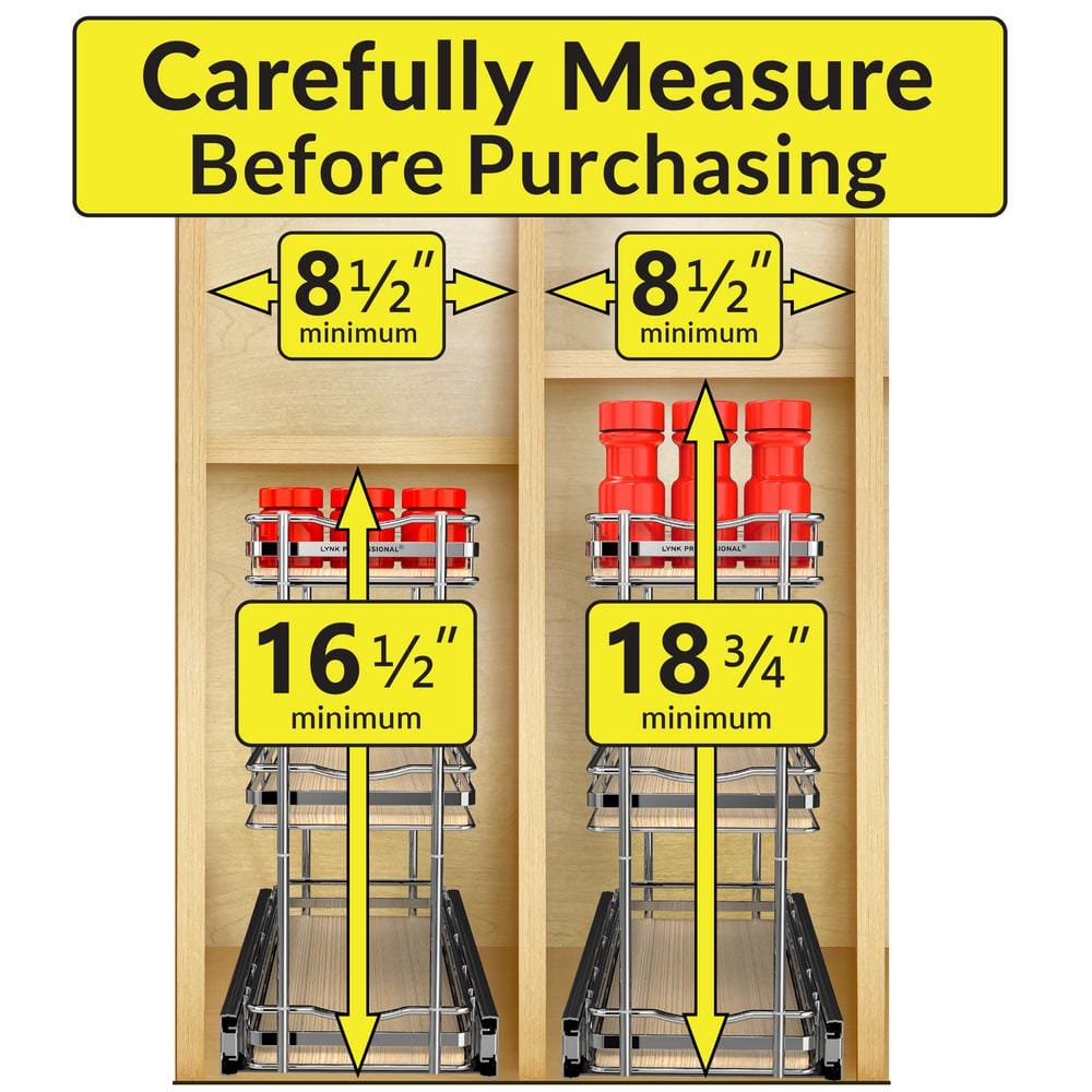 Narrow 3-Tier Wood and Chrome Pull-Out Spice Rack