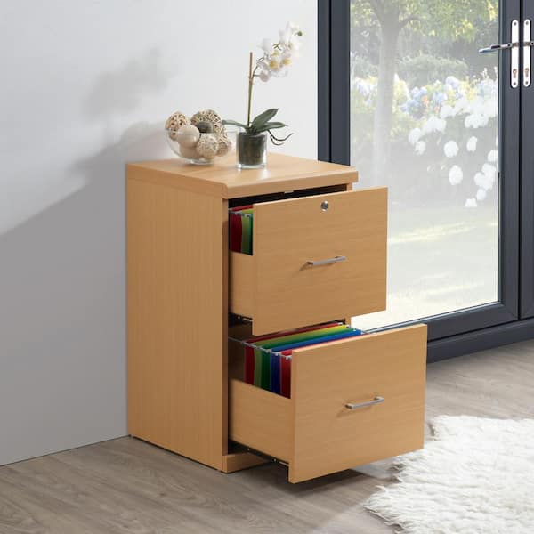 Alpine 2-Drawer Natural Finish Wood 16.75 in. W Vertical File Cabinet with Lockdowel Fastening System
