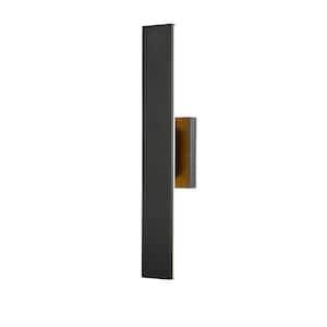 Stylet 24 in. Black Outdoor Hardwired Shaded Wall Sconce with Integrated LED