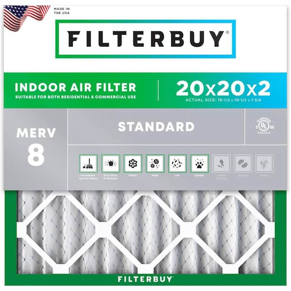 20 in. x 20 in. x 2 in. MERV 8 (FPR 5) Dust Defense Pleated HVAC AC Furnace Air Filters Replacement (1-Pack)