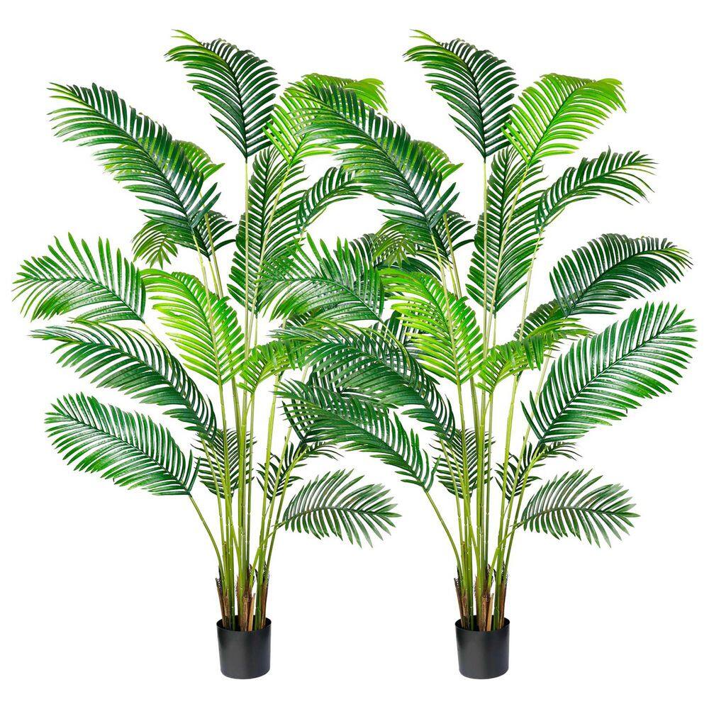 7 ft. Artificial Areca Palm Tree in Pot 2-Pack Indoor Outdoor Fake Tropical Silk Plant Home Garden Decor price history on PriceWatchPro