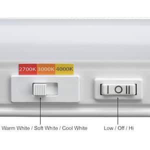 18 in. LED Under Cabinet Light Bar Plug-in Linkable 500 Lumens Adjustable Color Options 2700K 3000K 4000K