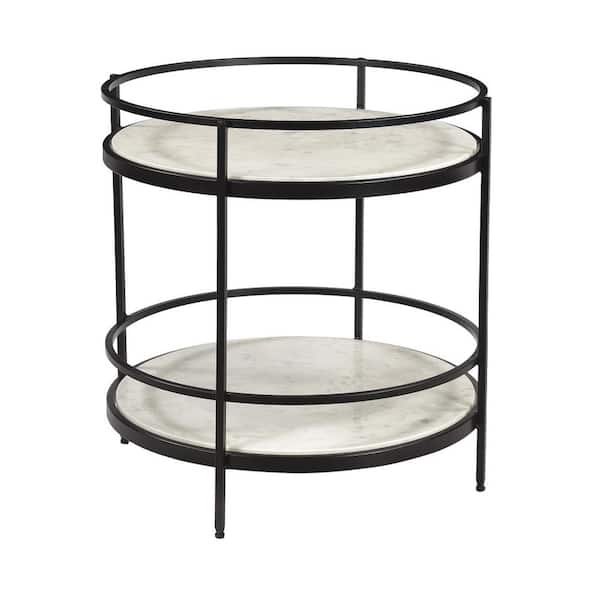 Coast to Coast Accents 24 in. Maddie White and Black Round Marble Accent Table 58100 The Home