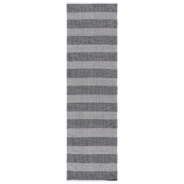 SAFAVIEH Striped Kilim Ivory Black 2 ft. x 8 ft. Striped Runner Rug
