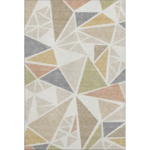Mayfield Premium Machine Washable Abstract AMF1039 Ivory 10 ft. x 14 ft. Area Rug