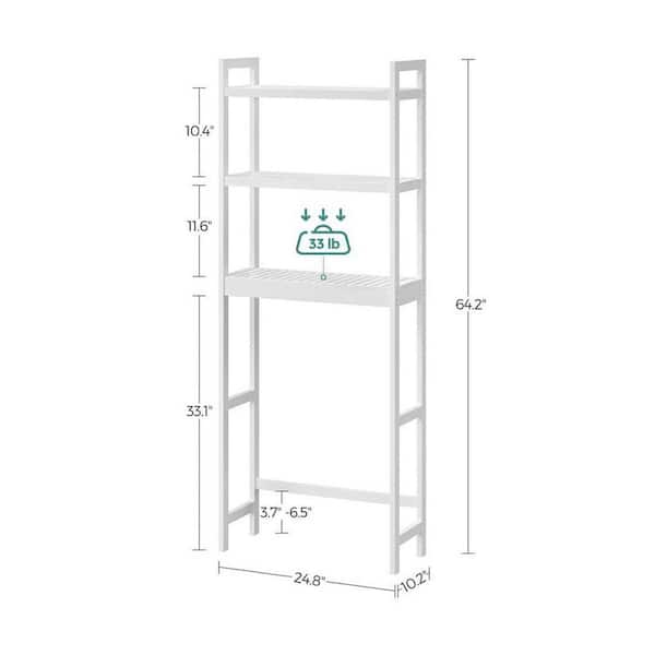 Dracelo 3-Tier White Bathroom Ladder Shelf, Bathroom Floor Storage Shelf with Drawer