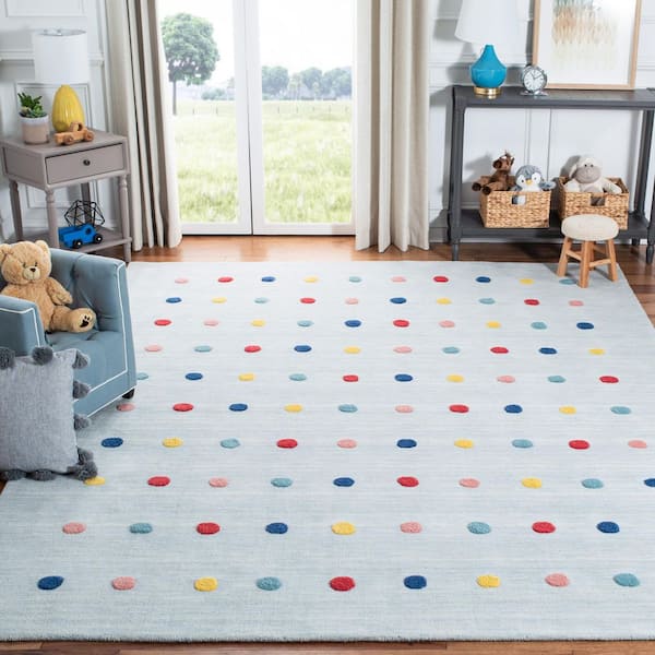 Kids 8 ft. x 10 ft. Gray Polka-Dot Area Rug