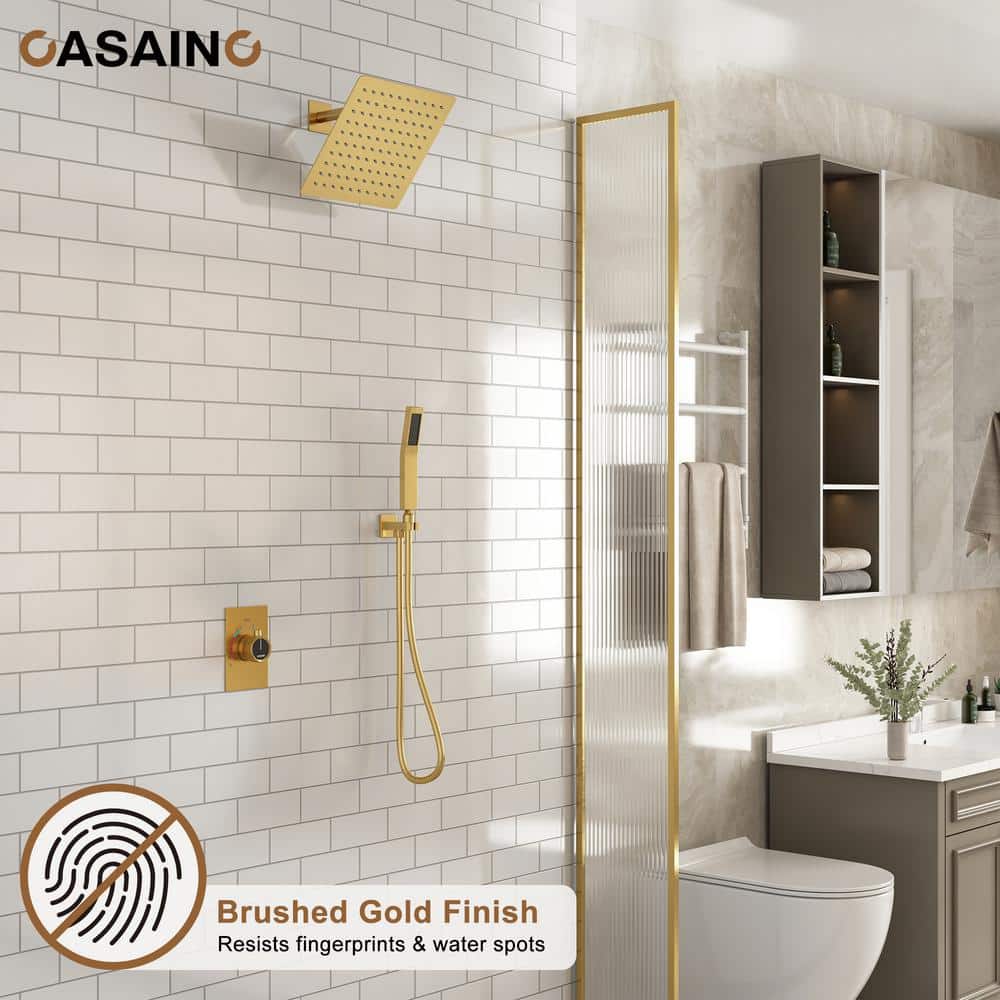 Brushed Gold Multi-Head Wall Mounted Shower System