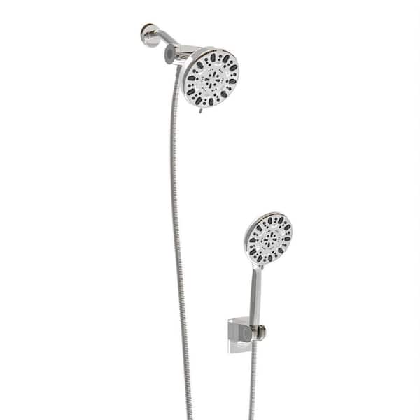 LORDEAR 7-Spray Patterns with 1.8 GPM 4.7 in. Wall Mount Dual Shower Heads in Chrome
