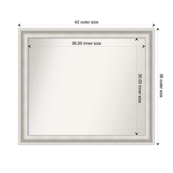 Amanti Art Parlor White 41.5 in. W x 35.5 in. H Custom Non-Beveled Recycled Polystyrene Framed Bathroom Vanity Wall Mirror