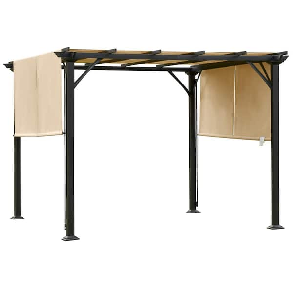 Outsunny Pergola 3x2.5 M Gazebo With Retractable Roof Beige