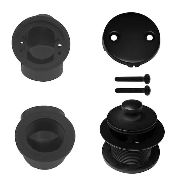 Westbrass Sch. 40 ABS 1-1/2 in. Course Thread Plumber's Pack Twist Close Bathtub Drain with Two-Hole Elbow, Matte Black