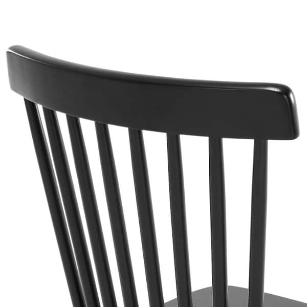 Windsor Black Solid Wood Dining Chairs for Kitchen and Dining Room Set of 6