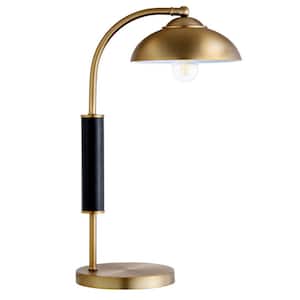 24 in. Gold Mid-Century Integrated LED Bedside Table Lamp with Gold Metal Shade