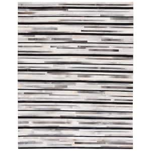 Studio Leather Ivory Black 8 ft. x 10 ft. Striped Area Rug
