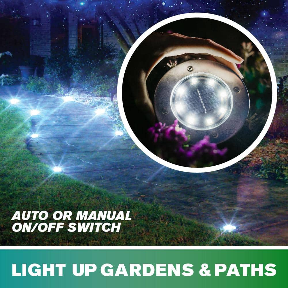 Stainless Steel Solar Powered Swivel LED Pathway Lights, 8-Pack