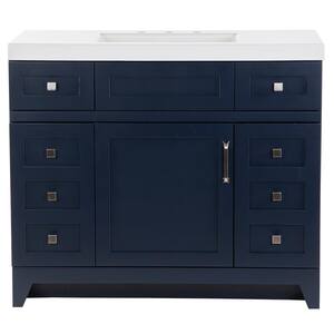 Rosedale 42.5 in. W x 18.75 in. D Bath Vanity in Blue with Cultured Marble Vanity Top in White with Integrated Sink