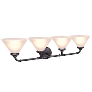 4-Light Oil Rubbed Bronze Vanity Light with Frosted Glass Shade