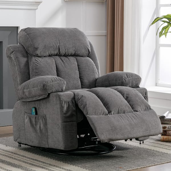Spaco Gray Linen Wood-Framed Upholstered Recliner Chair with Thick Seat  Cushion and Backrest ZZ701YC001 - The Home Depot