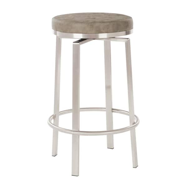 OSP Home Furnishings Katy 26 in. Counter Swivel Stool in Retro Taupe Fabric with Stainless Steel Base (Set of 2)