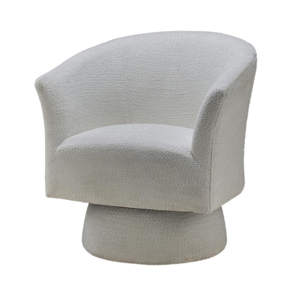 JAYDEN CREATION Eduard Lucy Ivory Modern Swivel Barrel Chair