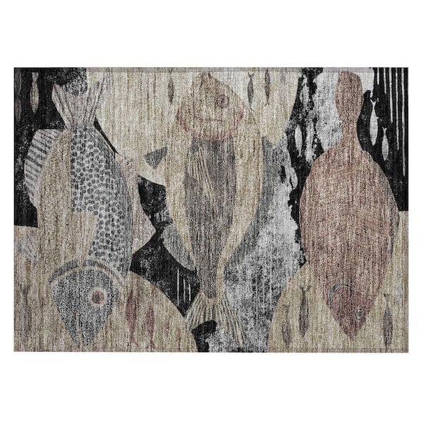Chantille Machine Washable Indoor/Outdoor Abstract ACN2447 Black 2 ft. x 3 ft. Accent Rug