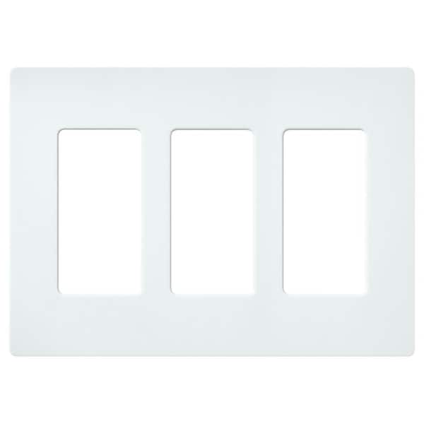 Lutron Claro 3 Gang Wall Plate for Decorator/Rocker Switches, Satin, Glacier White (SC-3-GL) (1-Pack)