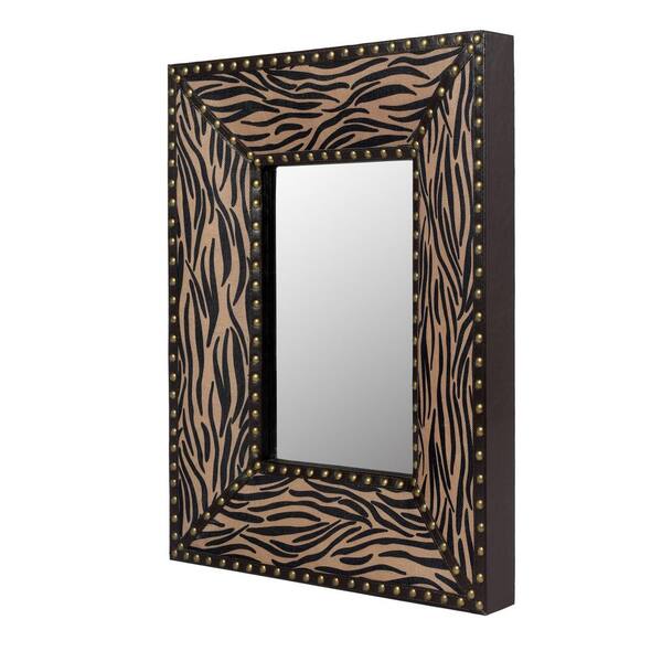 26 in. H x 21 in. W Modern Rectangle Framed Brown Zebra Mirror LQQ163