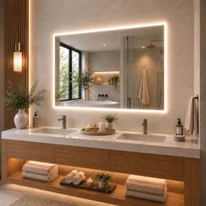 48 in. W x 36 in. H Rectangular Frameless LED Wall Bathroom Vanity Mirror