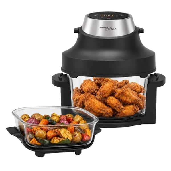 7.7 qt. Portable Touchscreen Air Fryer with 2-Glass Bowls in Black