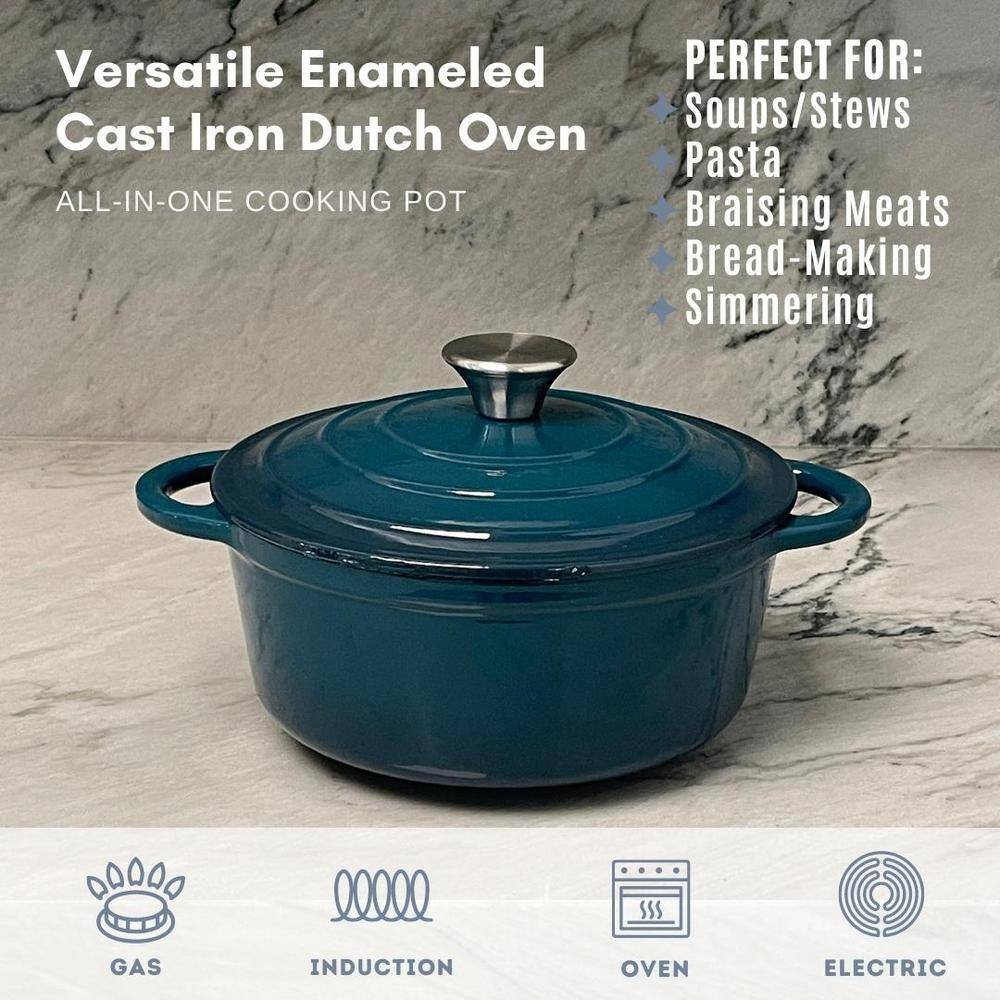 Blue Enameled 2.8 Qt. Cast Iron Dutch Oven