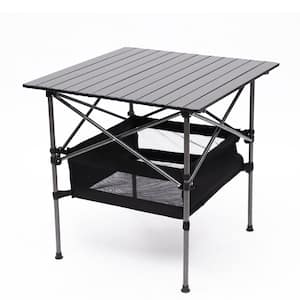 27 in. Folding Outdoor Table with Carrying Bag, Lightweight Aluminum Roll-up Portable Table (1-Piece)