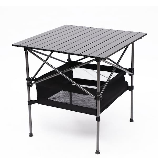 AUTMOON 27 in. Folding Outdoor Table with Carrying Bag, Lightweight Aluminum Roll-up Portable Table (1-Piece)