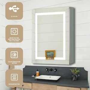24 in. W x 30 in. H Clear Recessed/Surface Mount Medicine Cabinet with Mirror, Defogger and Left Hinge