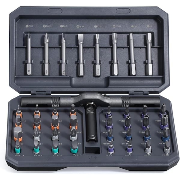 42 in. Shank 40-Bit Gray Multi Bit Screwdriver Set with Detachable Ratchet Handle Compact Portable Tool Kit 42-Piece