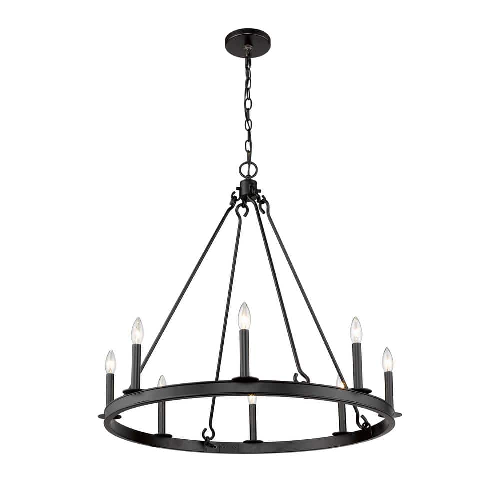 Matte Black 8-Light Candle-Inspired Chandelier