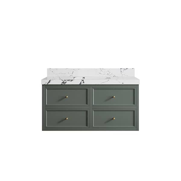 Willow Collections Roswell 42 in. W x 22 in. D x 36 in. H Single Sink Bath Vanity in Pewter Green with 2 in. Viola Night qt. Top