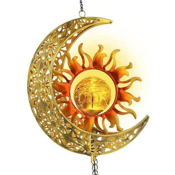 Solar Metal Wire Glass Wind Chime in Green Looping Pattern