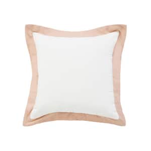 Empire White /Light Pink Border Soft Poly-Fill 20 in. x 20 in. Throw Pillow