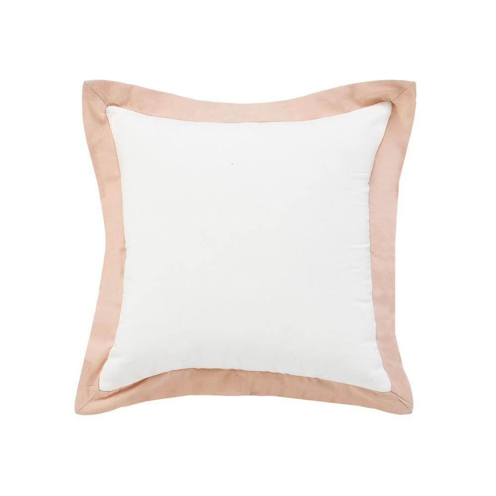 Empire White /Light Pink Border Soft Poly-Fill 20 in. x 20 in. Indoor Throw