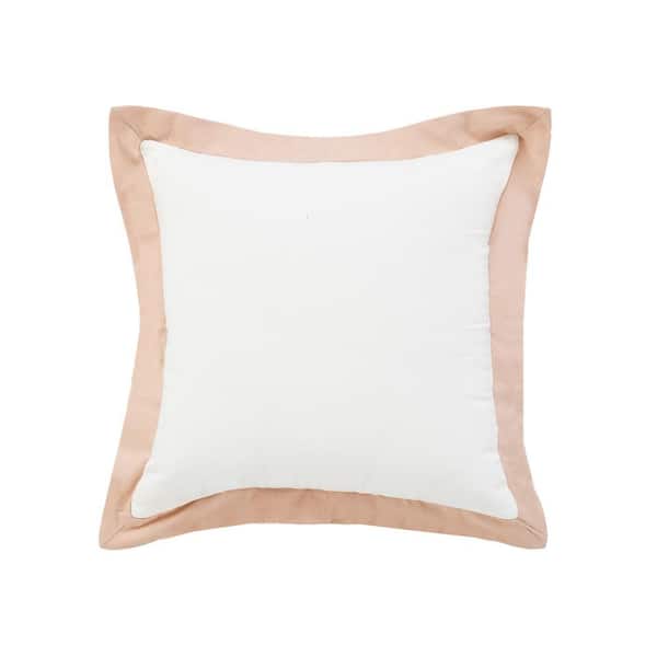 Unbranded Empire White /Light Pink Border Soft Poly-Fill 20 in. x 20 in. Indoor Throw Pillow