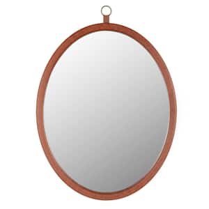 23.62 in. W x 29.92 in. H Small Oval MDF Framed Anti-Fog Wall Bathroom Vanity Mirror in Brown