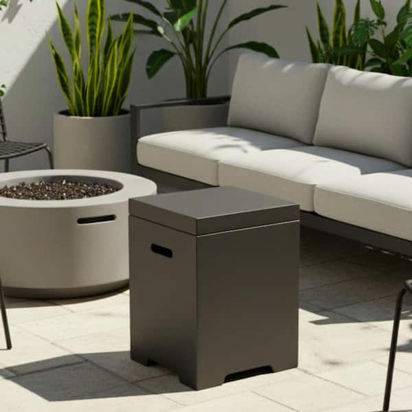 Orlena 16 in. Dark Gray Propane Tank Cover, 20 LB Outdoor Tank Storage Hideaway Table