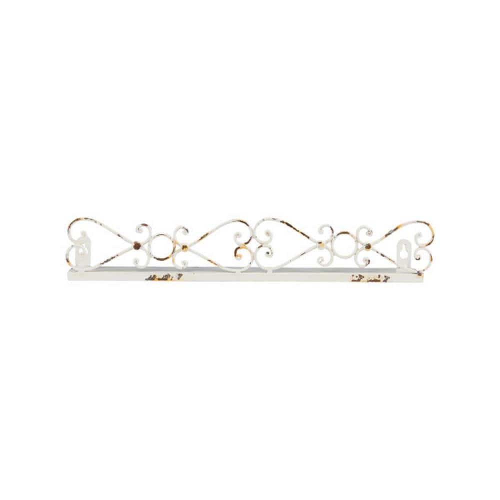 Elegant White Iron Decorative Wall Ledge Set of 4