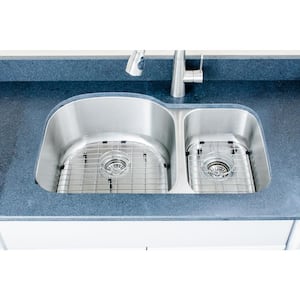 The Craftsmen Series Undermount 32 in. Stainless Steel 70/30 Double Bowl Kitchen Sink Package