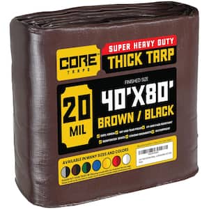 40 ft. x 80 ft. Brown/Black 20 Mil Heavy Duty Polyethylene Tarp, Waterproof, UV Resistant, Rip and Tear Proof